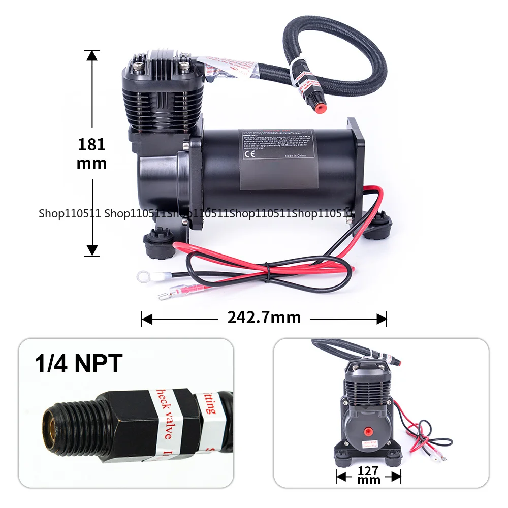 Universal 12V SQ420 Ultra Quiet 69DB Air Ride Suspension Compressor/Pump 300 psi