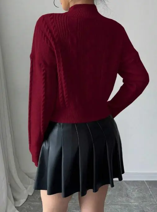 سترة الخريف الجديدة جولة الرقبة طويلة الأكمام لطيف اليابانية الحلو اللباس فتاة نمط محبوك التخسيس أزياء العنصر #5