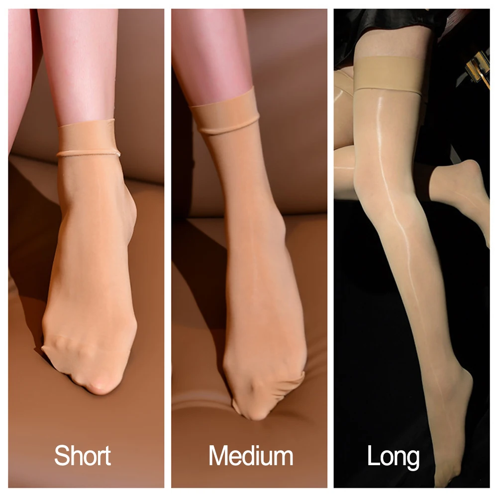 

1 Pair Womens Oil Shiny Short Stockings Ultrathin Breathable Socks Low Tube Silky Student Ladies Girls Sock