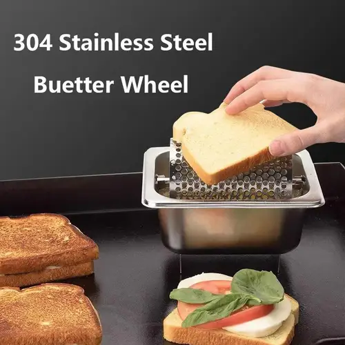 Imagen 2 del producto Rueda de mantequilla para untar uniformemente, rodillo dispensador derretido de acero inoxidable, utensilios de cocina, herramienta americana para hamburguesas, herramienta de pastelería para hornear