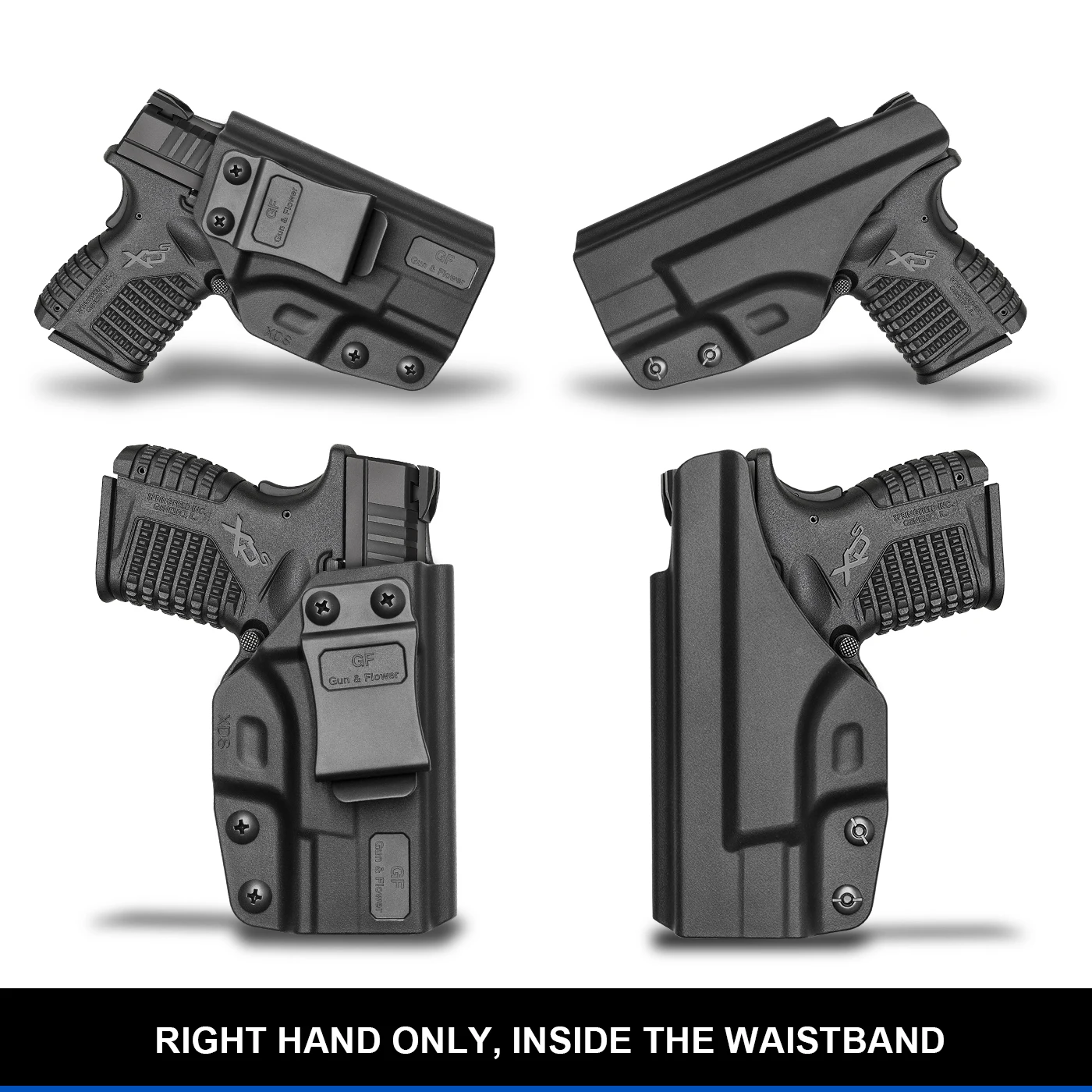 Pistolera IWB Compatible con Springfield XD-S, 3,3 ", 9mm/.40S & W/.45, pistola ACP de dibujo rápido, polímero, mano derecha, bolsas de pistola táctica