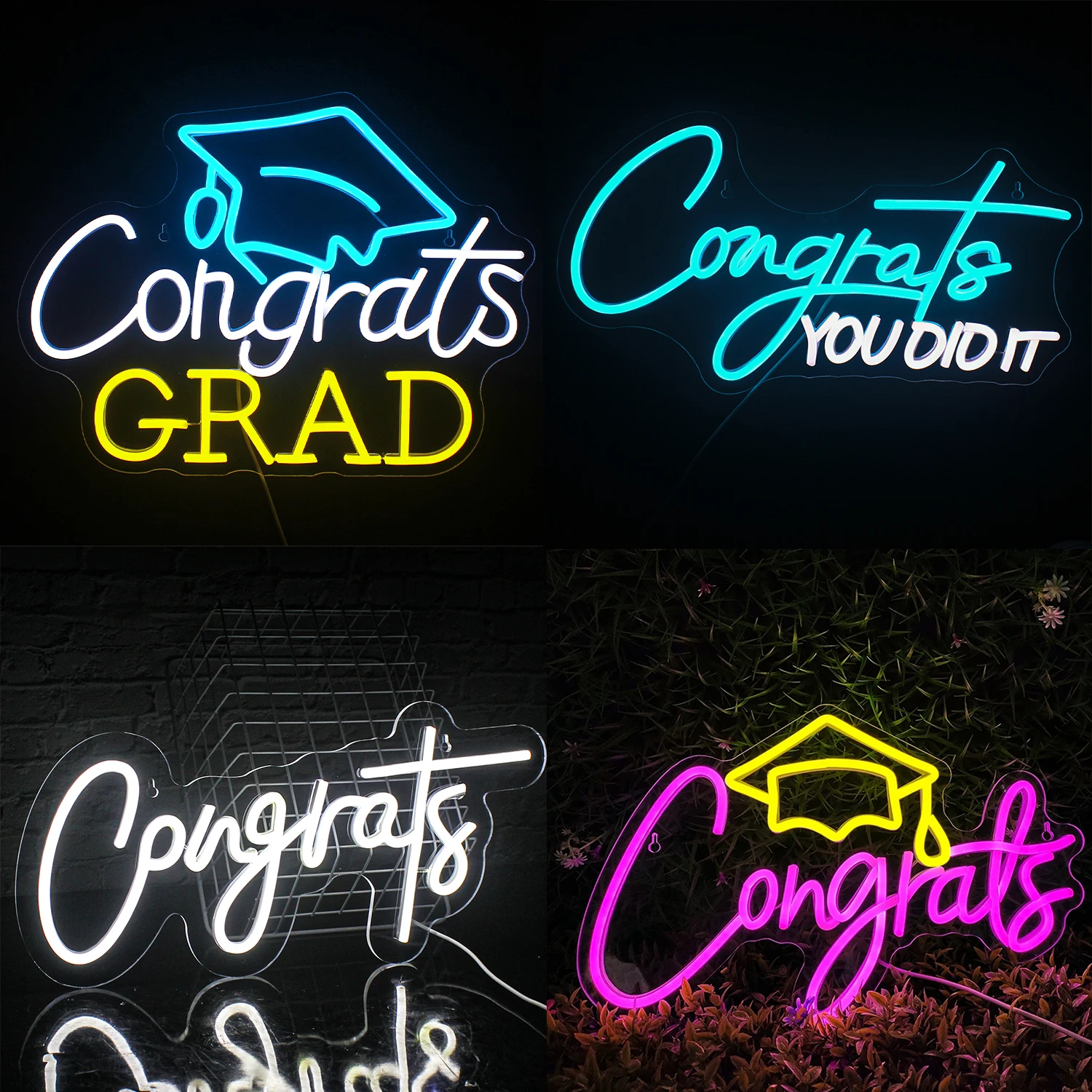 parabens led neon wall decor sinais graduado graduacao cerimonia birthday party celebracao banquete graduado 01