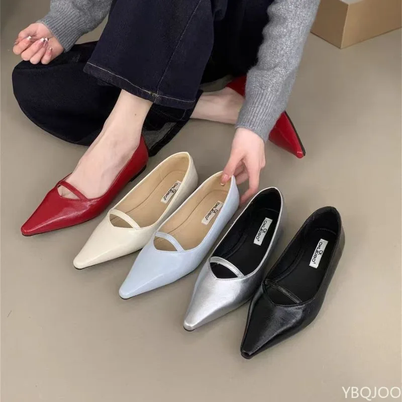Women's Fashionable versatile retro pumps Elegant single shoes New lady Solid Color elegant minimalist women pointed  shoes