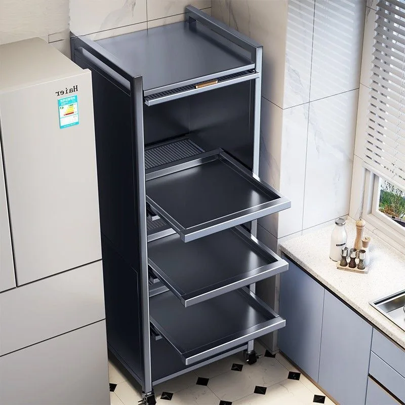 DSA pull-out kitchen rack microwave oven storage cabinet floor-to-ceiling multi-layer locker multi-functional cabinet