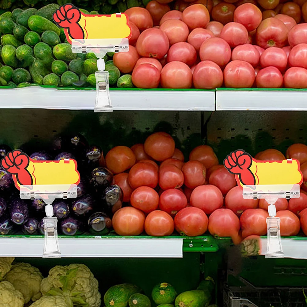 

5 Pcs Clear PlasticBulletin Board Label Clips Rotatable Price Tags Holders Supermarket Display Shelves Merchandise Signs Swivel