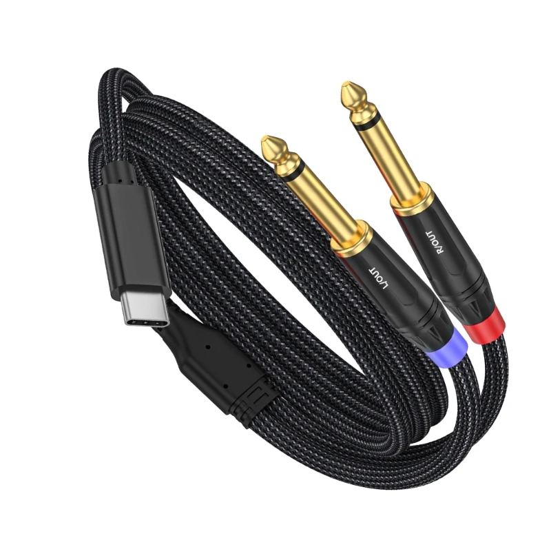 M17B Cable adaptador universal tipo doble macho 6,35 mm para teléfonos inteligentes, tabletas y equipos sonido