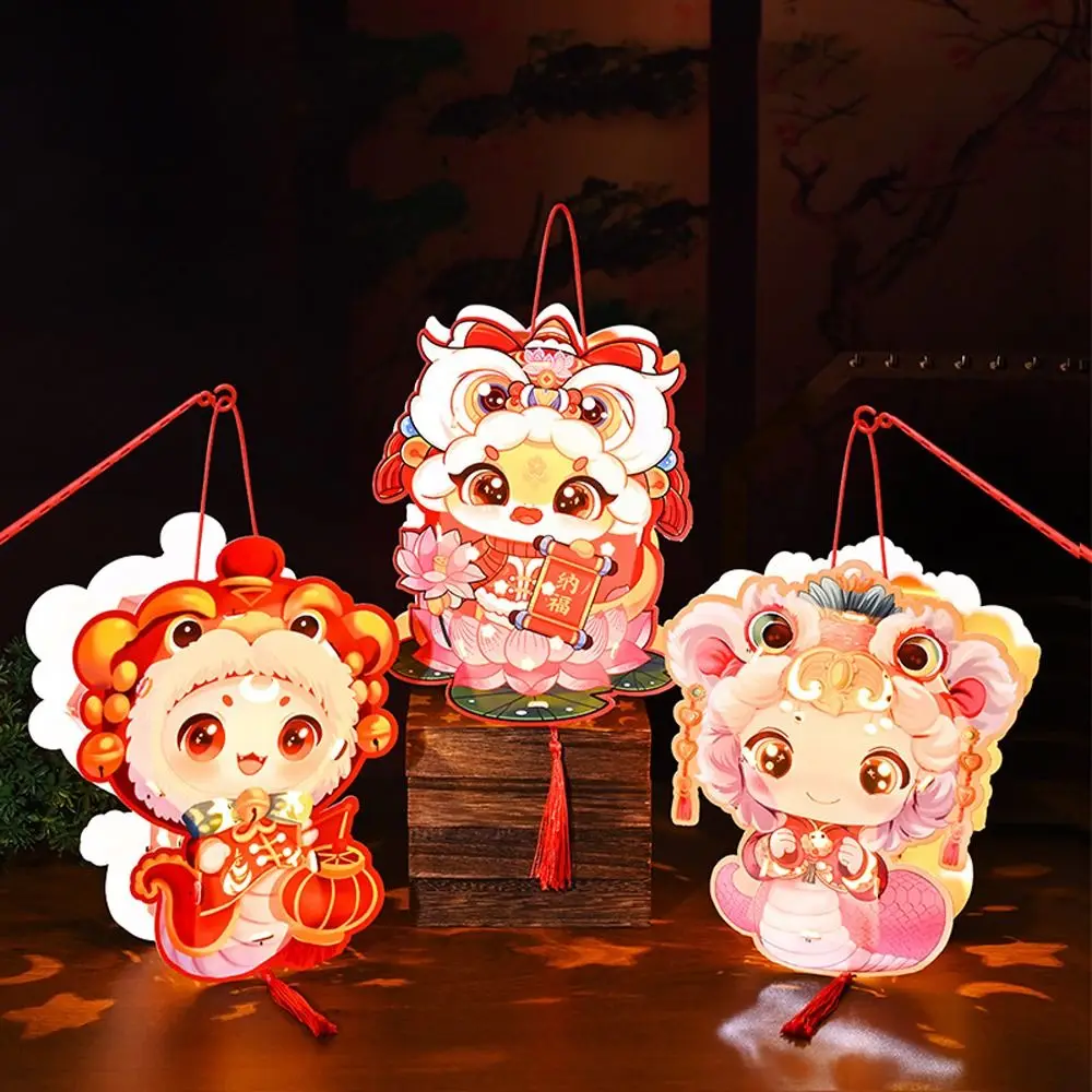 Cartoon 2025 Snake Year Luminous Lantern Traditional Spring Festival Lantern Children Hanfu Accessories Celebration Lantern