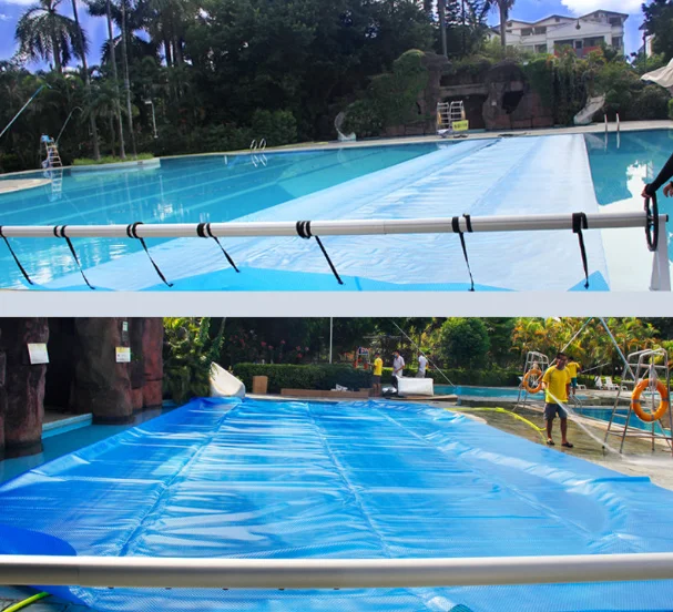 Stainless Steel Buried Pool Cover Reel Rust Proof Thick Tube Lightweight Solar Blanket Reel Customize With Optional Cover Fabric