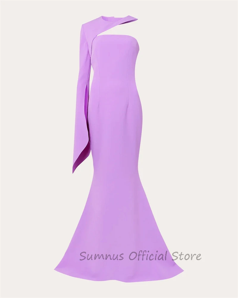 SUMNUS Sexy Purple Prom Dress Simple One Shoulder Formal Occasion Evening Gowns Mermaid Floor Length Party Dresses فساتين السهرة