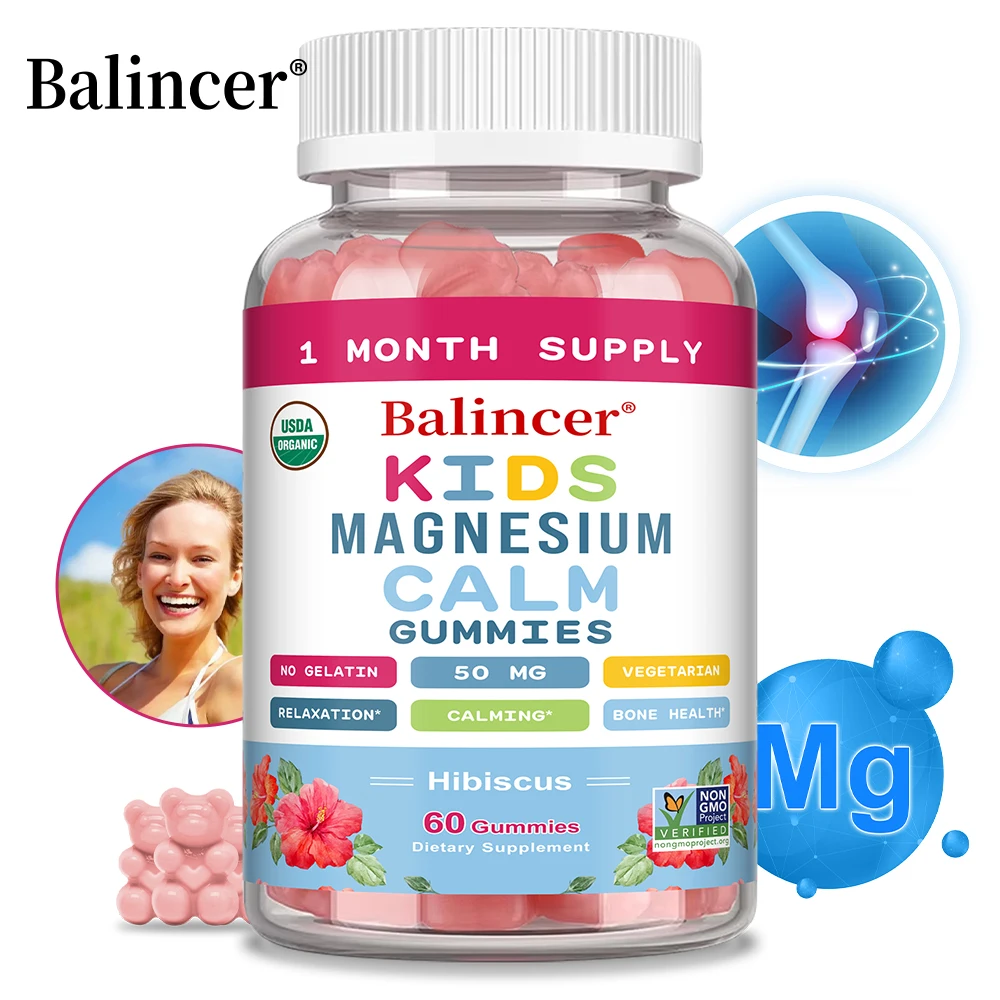 

Magnesium Glycinate Gummies - Improve Sleep, Relax Nerves, Brain Health, Strengthen Muscles and Bones, for Children and Adults