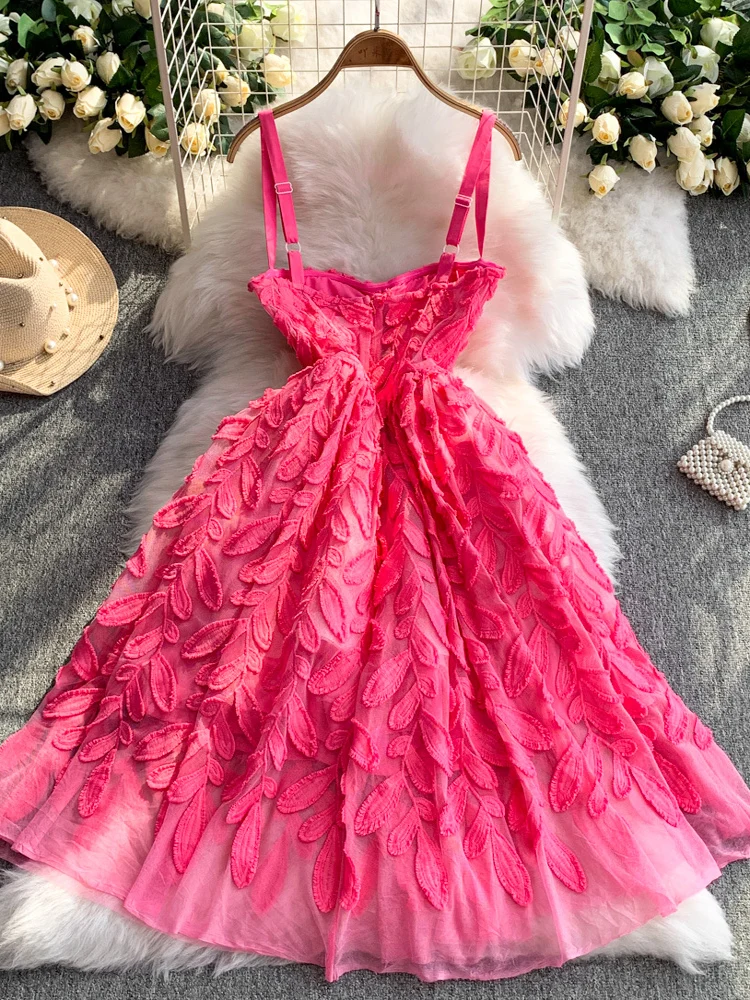 Romantische Zoete Agel 2025 Nieuwe Sle Damesjurk met Strapl Bustier Top en 3D Bloemen Design Hoge Taille A-lijn Midi Dr