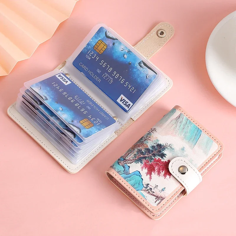 Anti Thief ID Cards Holders Scenery Cute Business Shield Card Holder Organizer Coin Pouch Wallets Bag Bank Credit Bus Card Cover