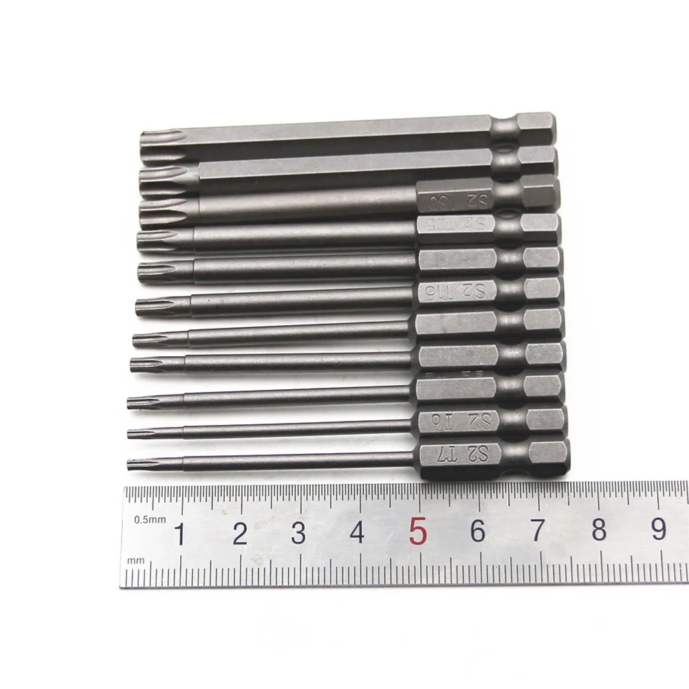 

11Pcs Plum Batch Head Magnetic Screwdriver Bits S2 Steel 75mm Lengthened Hex Handle Electric Screwdriver Bit Set
