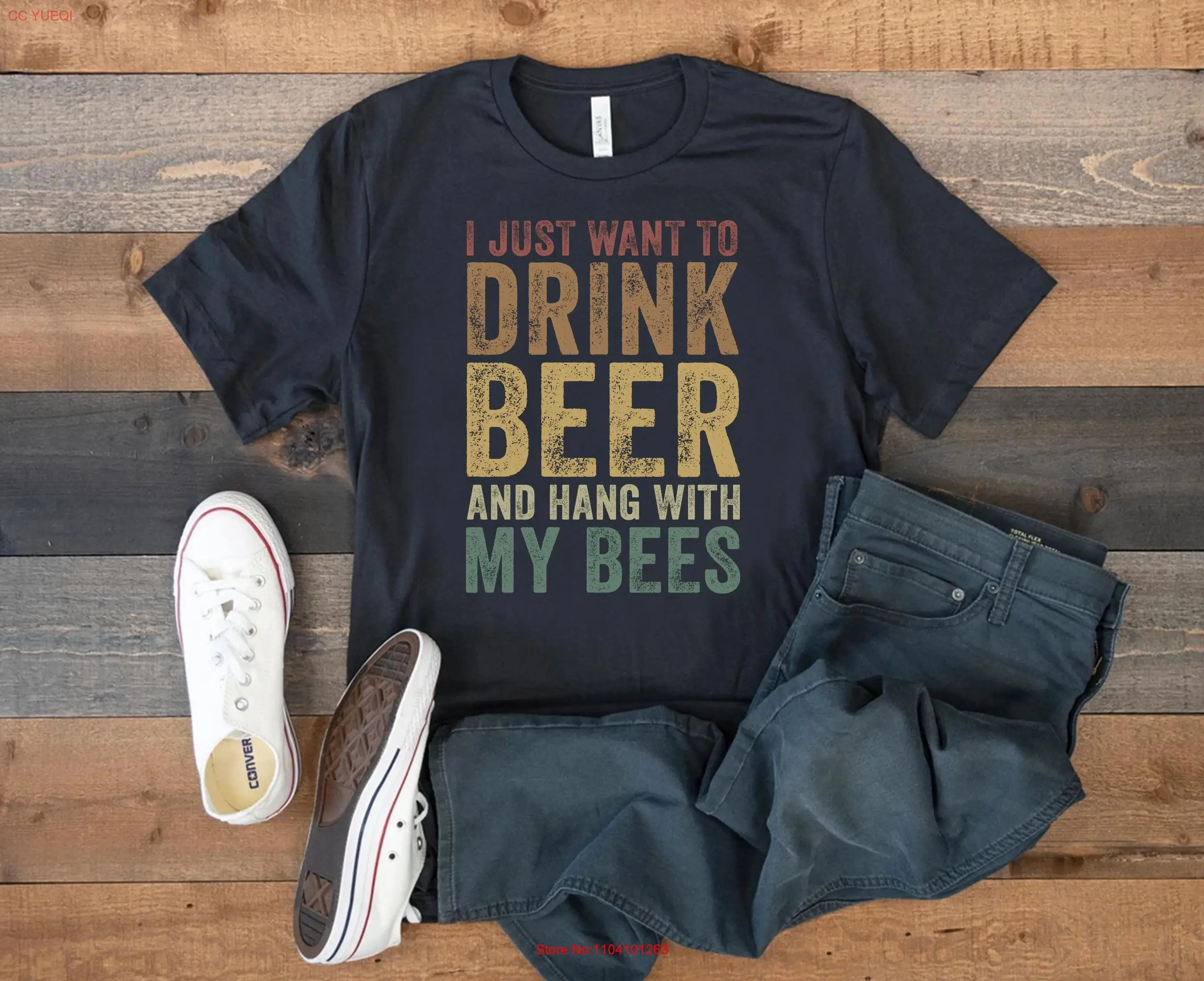 

I Just Want To Drink Beer And Hang With My Bees T Shirt Beekeeper Honey Bee Lover Funny Keeper s long or short sleeves
