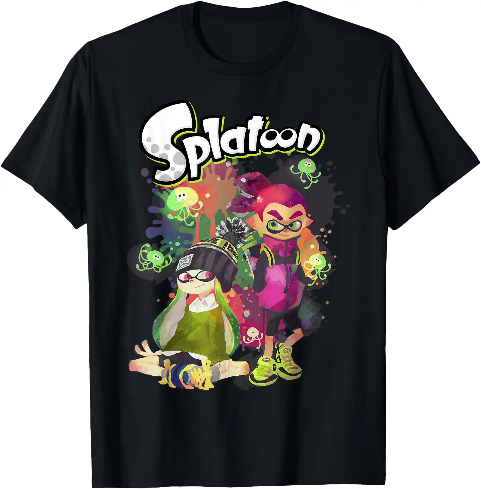 

Inkling Duo Paint Splatter videogame Splatoon Anime t shirt for men Octopus Graphic Tees Y2k Clothes Cartoon Style Tops S-6XL