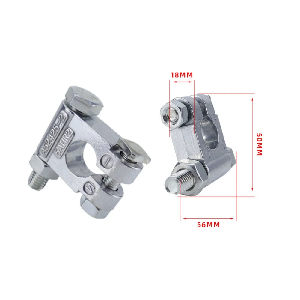 Car Alloy Battery Terminal Clamps With Red Black Covers For Car Boat Positive Negative Post Connectors Silver