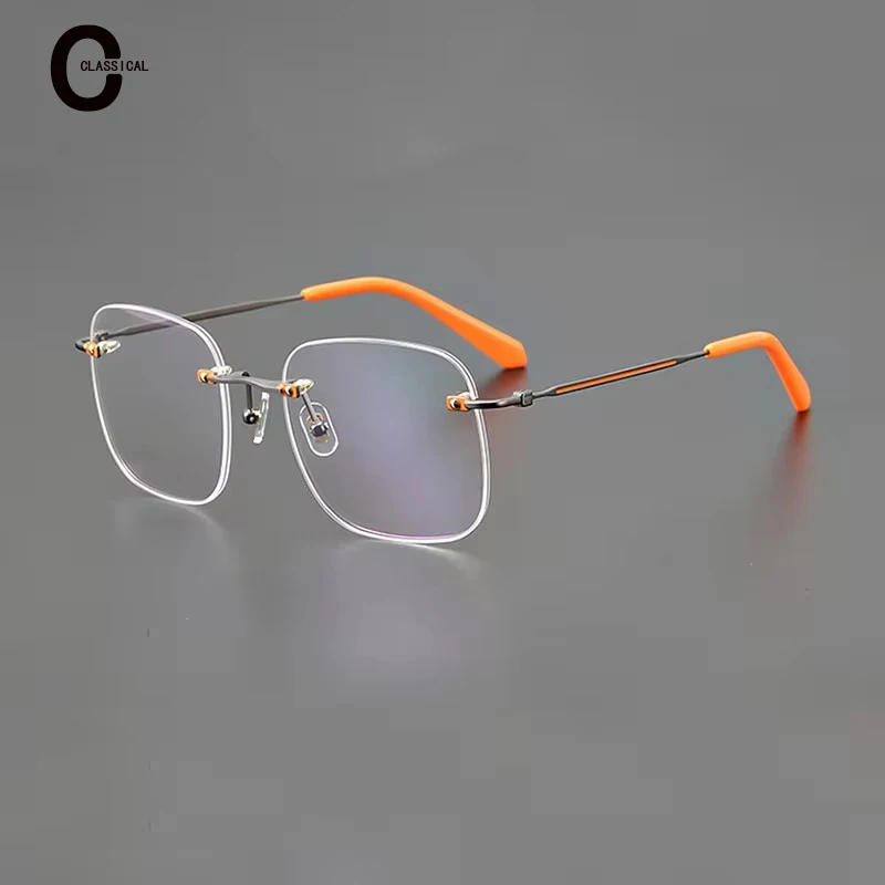 Top quality rimless anti-blue light business men's alloy frames High quality luxury brand handcrafted women's fashion frames