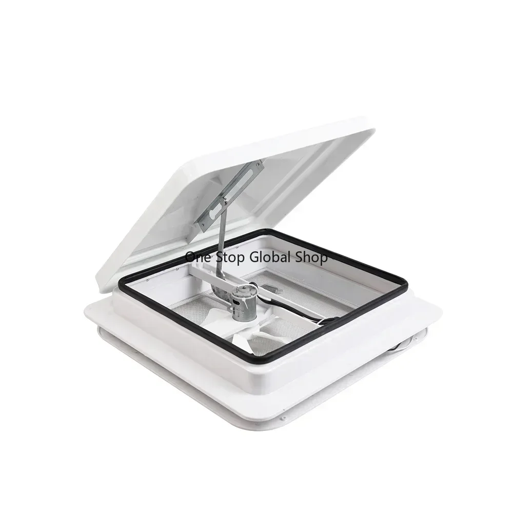 EM711 14 x14 inch RV Roof Vent Kit with Fan and Motor for Caravan Camper Travel Trailer White RV Roof Hatch