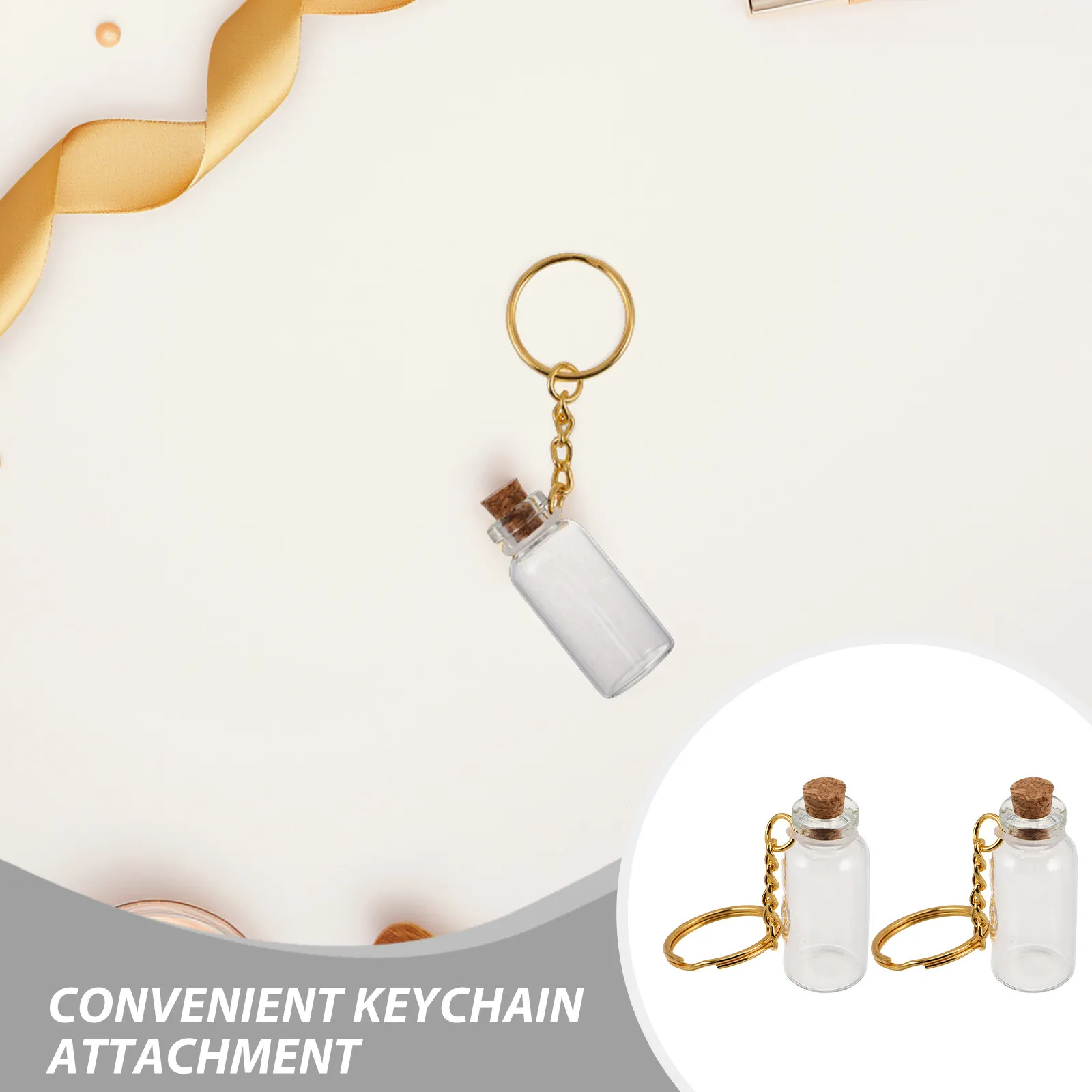 12pcs 5ml Mini Glass Vials with Cork Stoppers & Metal Keychain – Clear Small Bottles for Wedding Favors, DIY Crafts