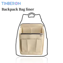 TINBERON-mochila con forro para mujer, bolsa organizadora de tela de fieltro, neceser de aseo, bolso de mano, bolsas de almacenamiento