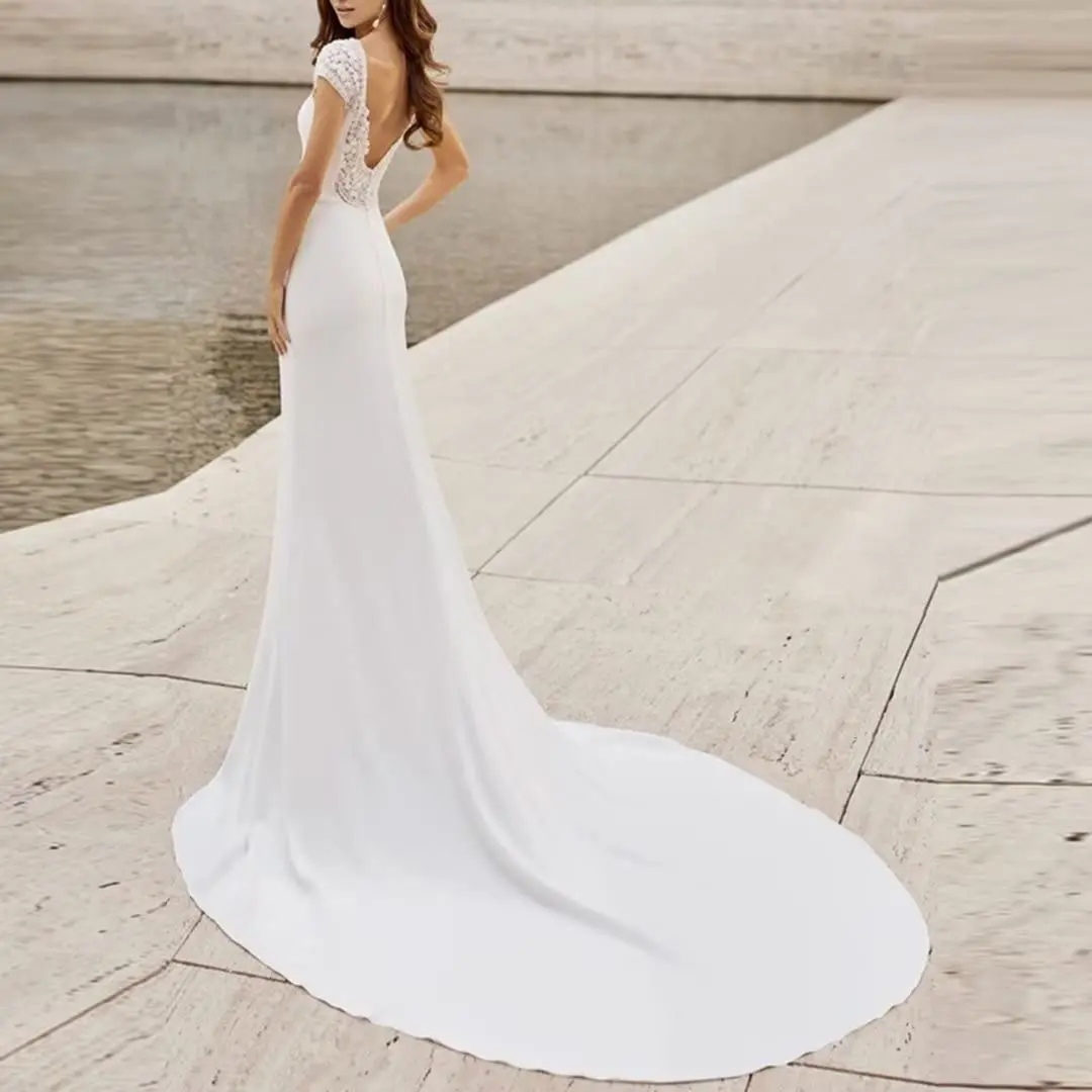 Bridal Mermaid Trailing Wedding Dress for Bridesmaid Party Banquet Vacation Prom Cocktail Evening Gowns