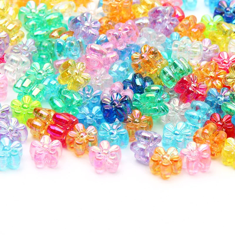 100pcs 7mm Multicolor Flower Acrylic Spacer Beads ABS Loose Beads For Jewelry Making Diy Bracelet Necklace Crafts Needlework