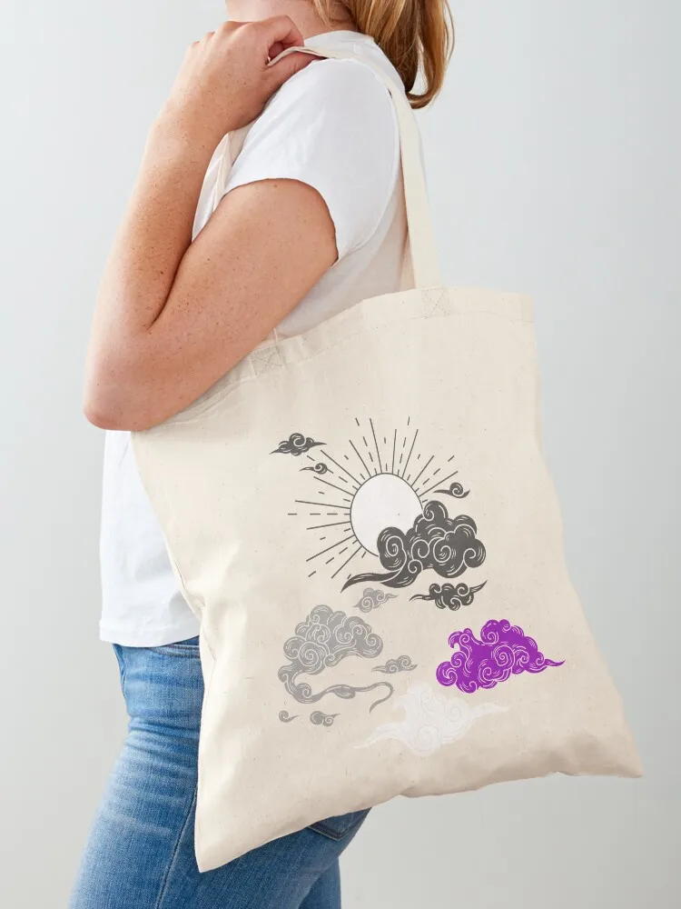 

Sun and Clouds Ace. Asexual Pride Tote Bag cute tote shopper women canvas Women's custom