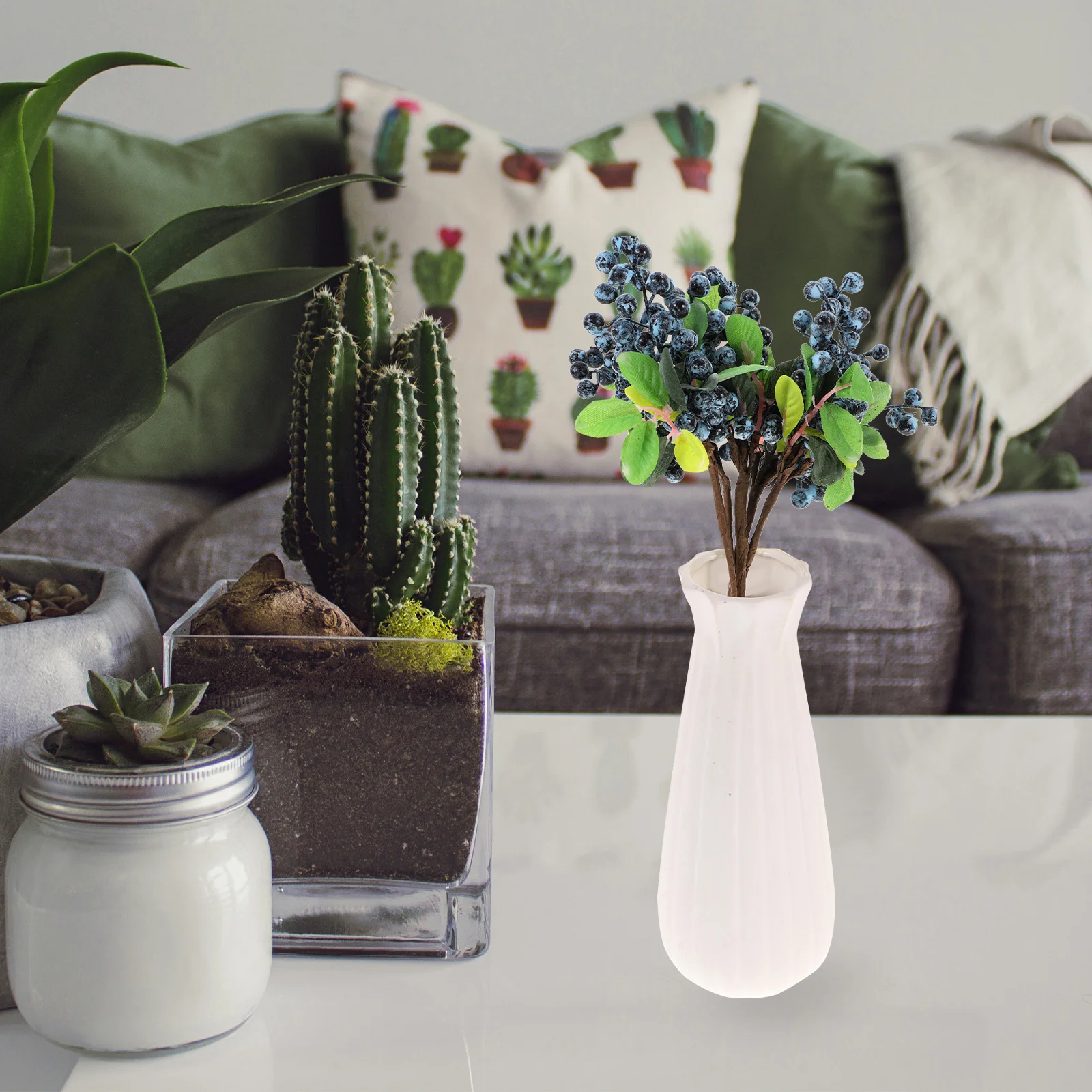 

5pcs Blueberry Fruit Picks Lifelike Artificial Berries Decor For Christmas Wedding Home Diy Craft Berry Flower Berries Decor