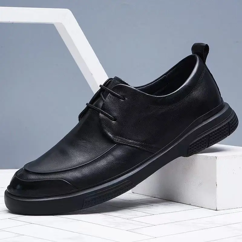 Genuine Leather Shoes Men Oxfords Soft Cow Leather Mens Casual Shoes Flat Brand Male Footwear Black Brown D202