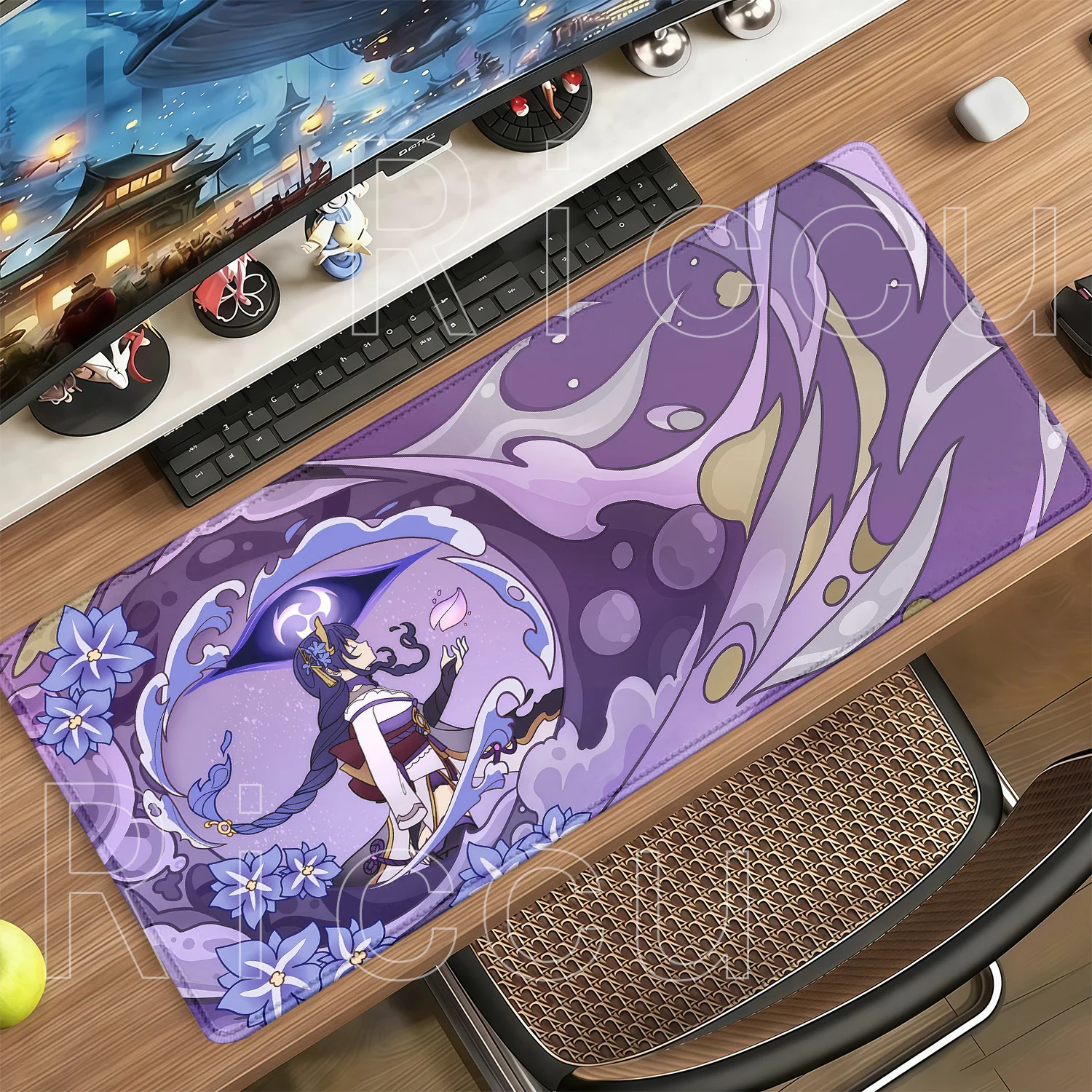 Raiden Shogun‌ Furina Varka XXL Large Genshin Impact Anime Mouse Pad Non-slip Base Gaming Keyboard Desk Mat HD Printing Mousepad