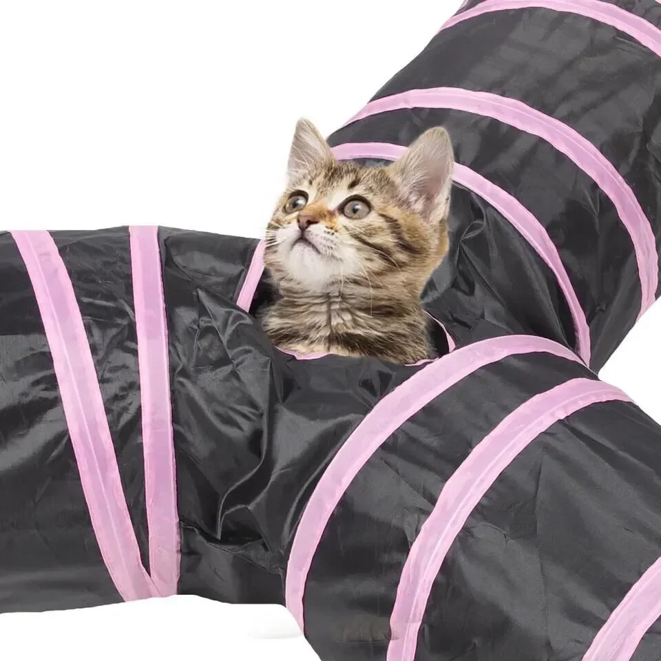 Wear-resistant Foldable Pet Animal Tunnels Cat Play Tunnel with Crinkle Playing Toy for Cats Guinea Pig Rabbits Funny Cat Supply