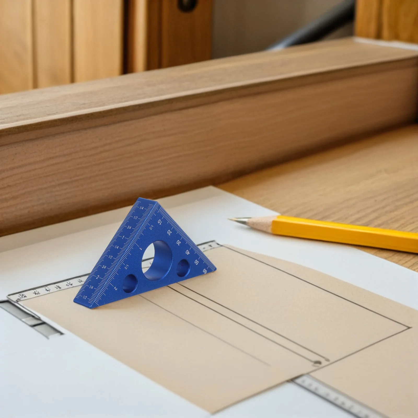 

Woodworking 90 Degree Small Triangle Ruler Aluminum Alloy Square Ruler Imperial Metric Carpenter Measuring Tool