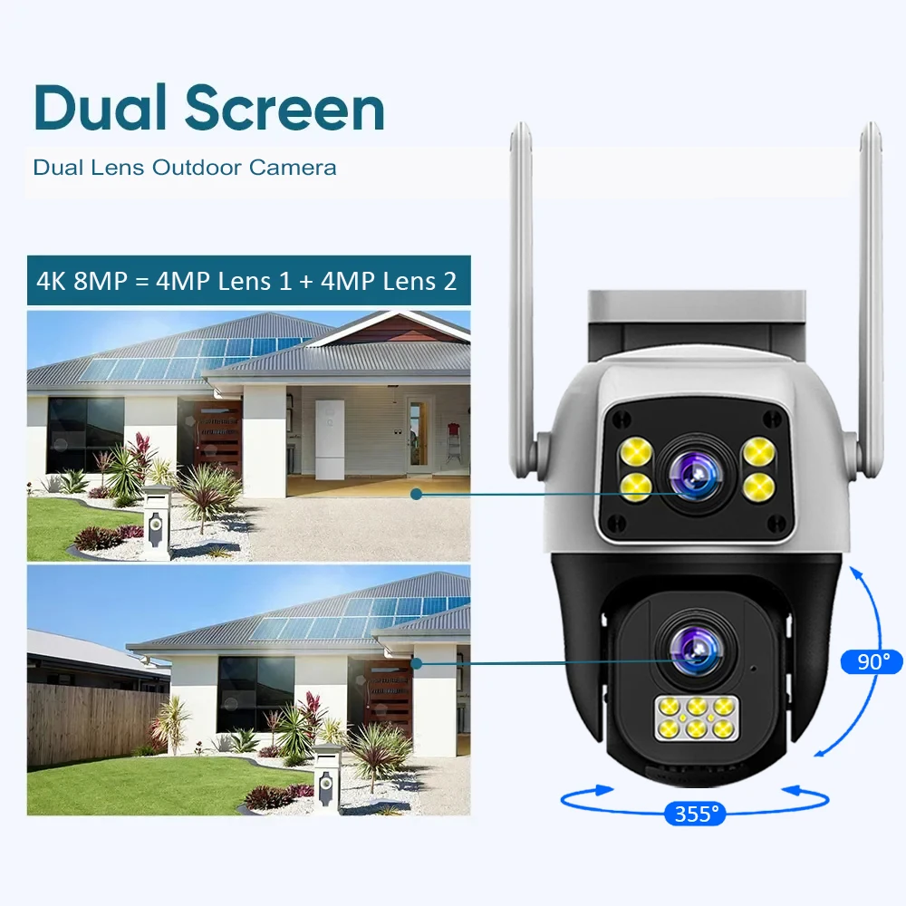 8MP 4G Sim Card Camera Dual Lens Dual Screen Wireless WiFi Outdoor ...