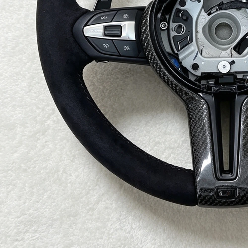 Suede Steering Wheel Car Accessories For BMW F80 M3 M4 F82 F85 F90 X5 F15 E70 E90 F10 F20 F22 F30 F31 M2 F87 M3 Factory Direct view 3