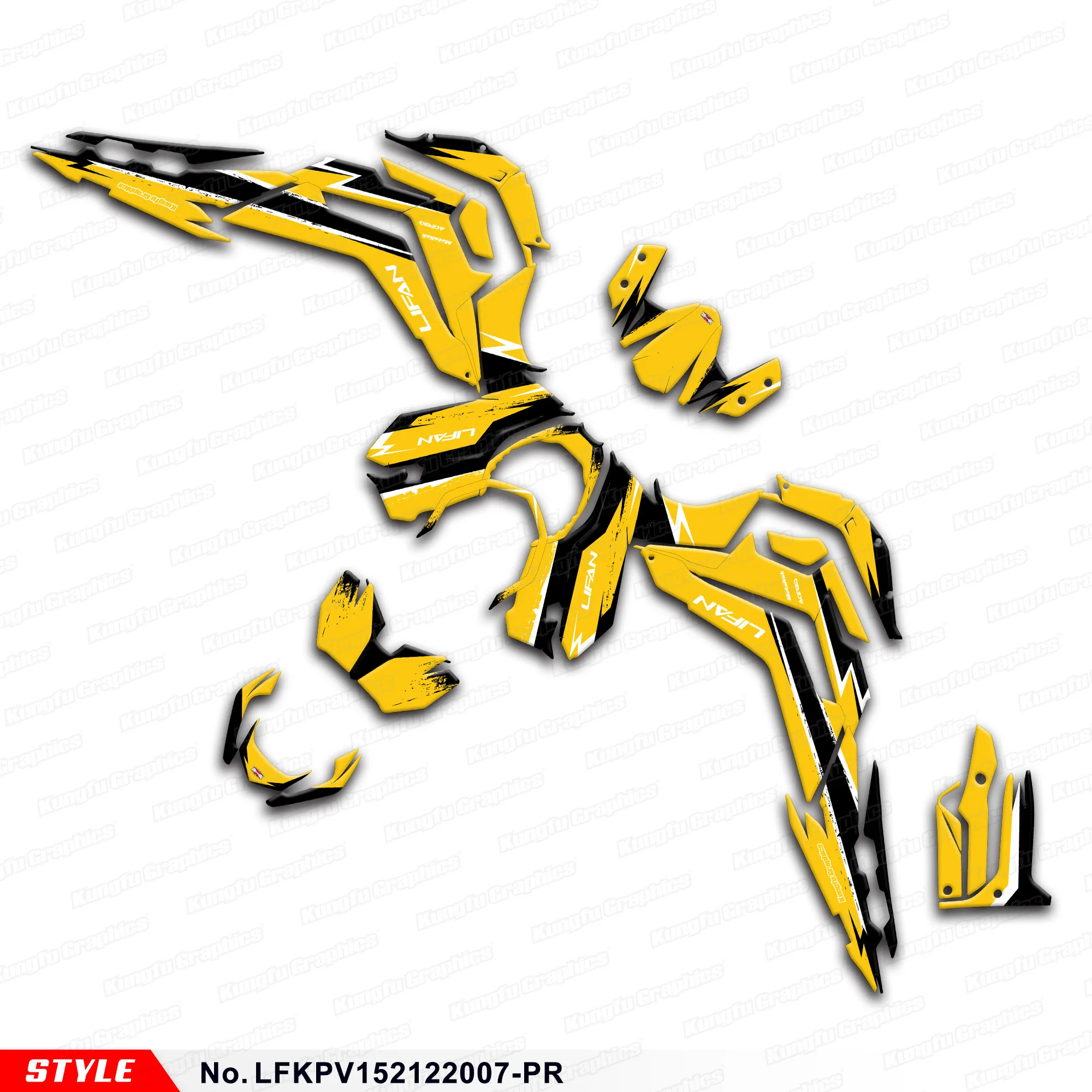 

JY RACING Motorcycle Graphics Stickers Complete for LIFAN KPV 150 2021 2022, Protector, Yellow, LFKPV152122007-PR