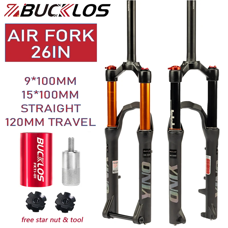 BUCKLOS BMX Fork Air Suspension 24 Inch Mountain Bike Fork 9*100mm 15*100mm E-Bike Fork ABS Adjustment Folding Bike Forks