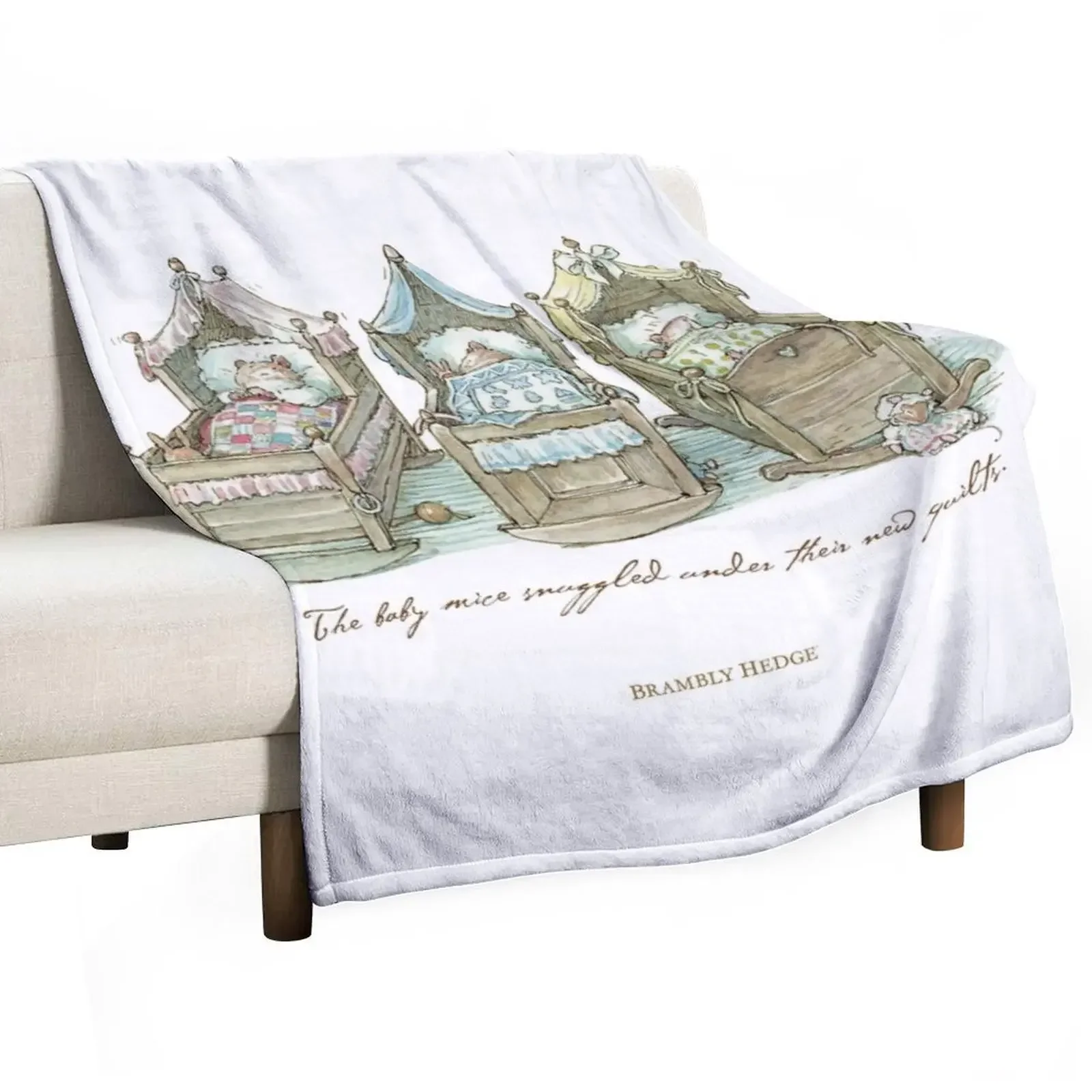 

The Brambly Hedge baby mice snuggle in their cots Throw Blanket Luxury Brand warm for winter Decorative Throw Blankets