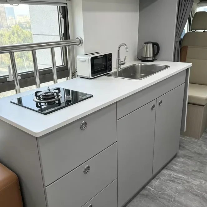 Modern Style RV Kitchen Cabinet Honeycomb Aluminum Zero Formaldehyde Waterproof Fireproof Lightweight Custom