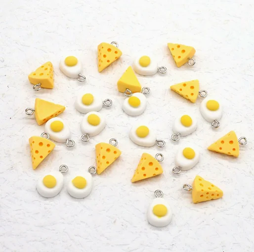 10 pcs Resin Cheese Poached Eggs Charm Pendants Craft DIY Earrings Bracelets Neck Handmade Craft Supplie