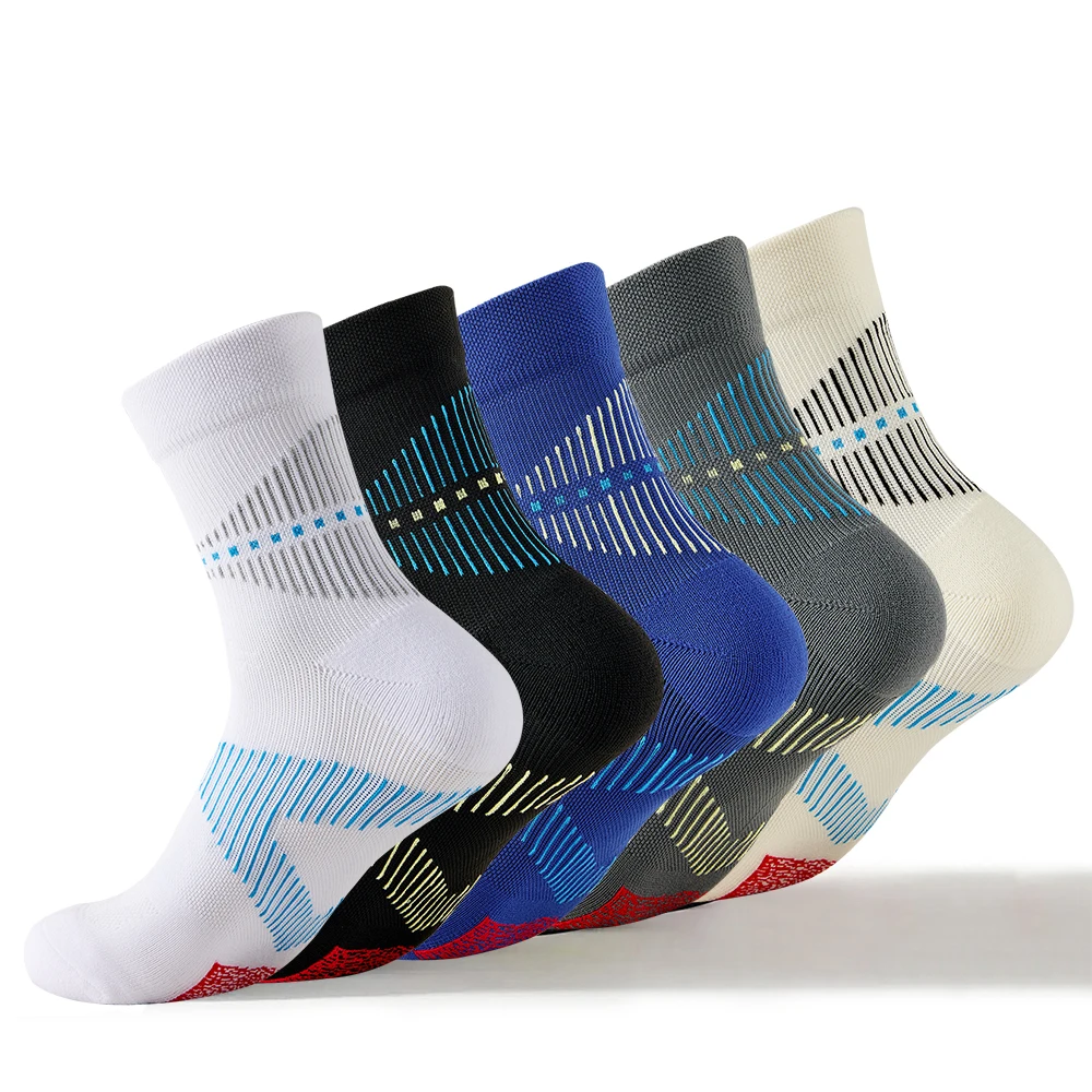 

1/3 пары профессиональных носков для бега, мужские толстые полотенца, марафонские белые велосипедные носки, мужские спортивные длинные носки для бега, размеры 39-44