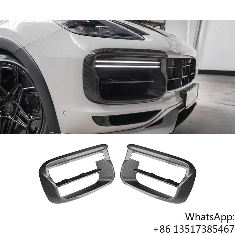 

2018-2023 Car Modification Turbo Carbon Fiber Grille Body Kits for Cars Front Bumper Daytime Running Lights for Cayenne