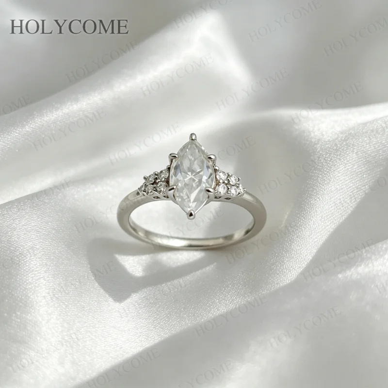 S925 Sterling Silber 1,5CT Marquise-Schliff Moissanit-Ring Paar-Ehering Unisex Verlobungs-Versprechen-Schmuck für Männer Frauen – Detail 5