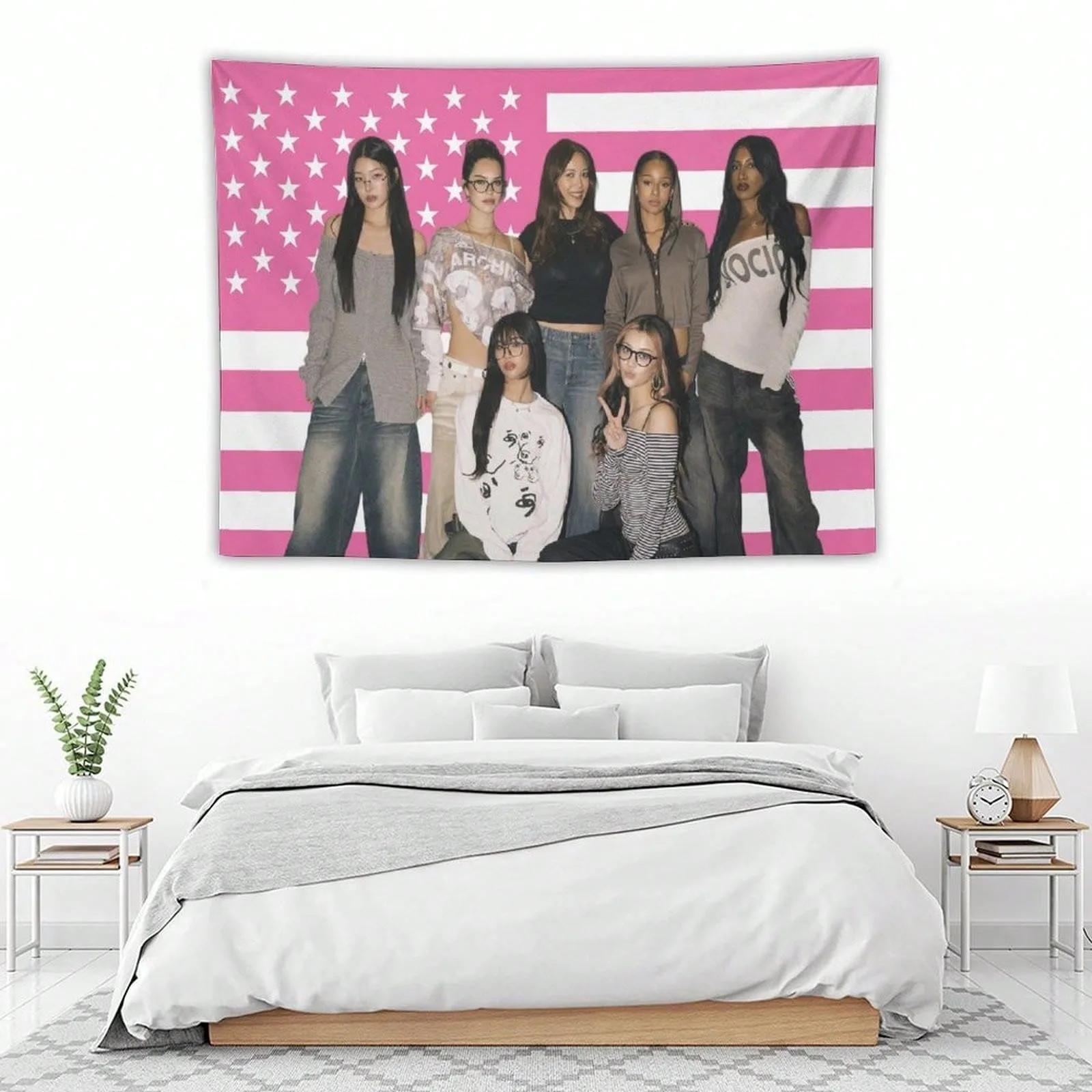 1pc Music Poster Tapestry KATSEYE Flag Polyester Fiber 2D Printed Wall Hanging for Bedroom Living Room Home Wall Art Decor Gift
