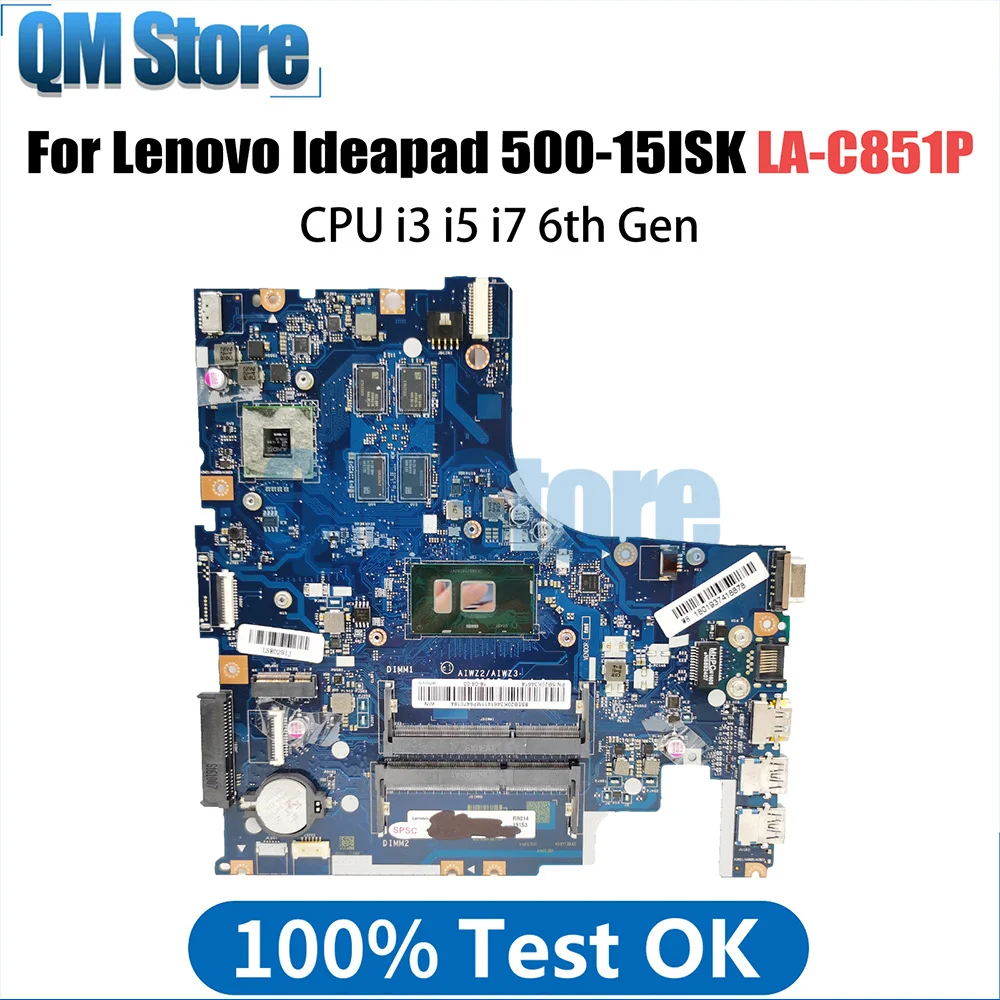 

LA-C851P Mainboard For Lenovo 500-15ISK Laptop Motherboard With CPU i3 i5 i7 6th Gen R7 M360 V2G AIWZ2 ZIWZ3 100% Tested V4G