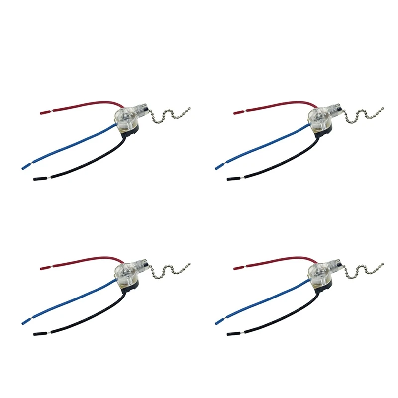 4Pcs 3-Wire Beads Chain Wall Light Fan Ceiling Switch Pull Cord String Set For Light Universal Ceiling Fan Wall Light