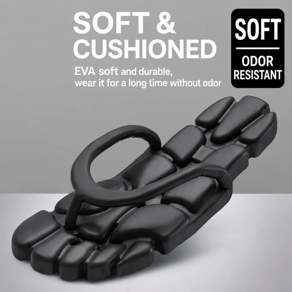 Einfache, tragbare, faltbare Flip-Flops, EVA-Hausschuhe mit weicher Sohle für Herren, einfarbig, leichte Strandsandalen für Reisen, drinnen und draußen – Detail 5