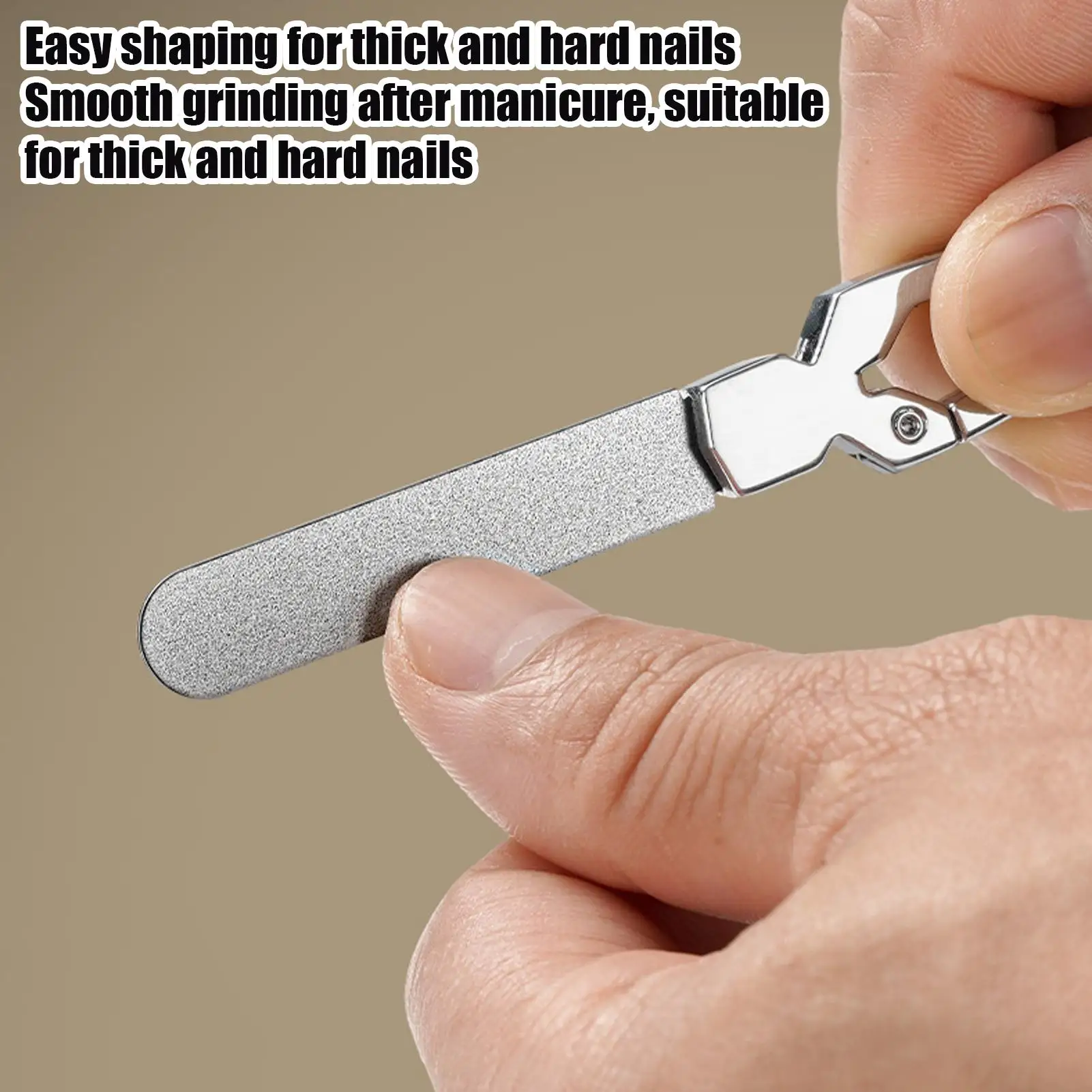 Heavy-Duty Double-Sided Nail File with Coarse Fine Grinding Surfaces Stainless Steel Manicure Pedicure Tool for Thick Hard Nail