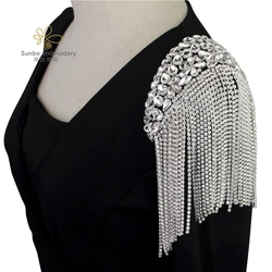 Crystal Tassel Fringe Epaulettes Shoulder Patches Wedding Dress Clothing accessories Diamond Tassel Rhinestone Bridal Shoulder