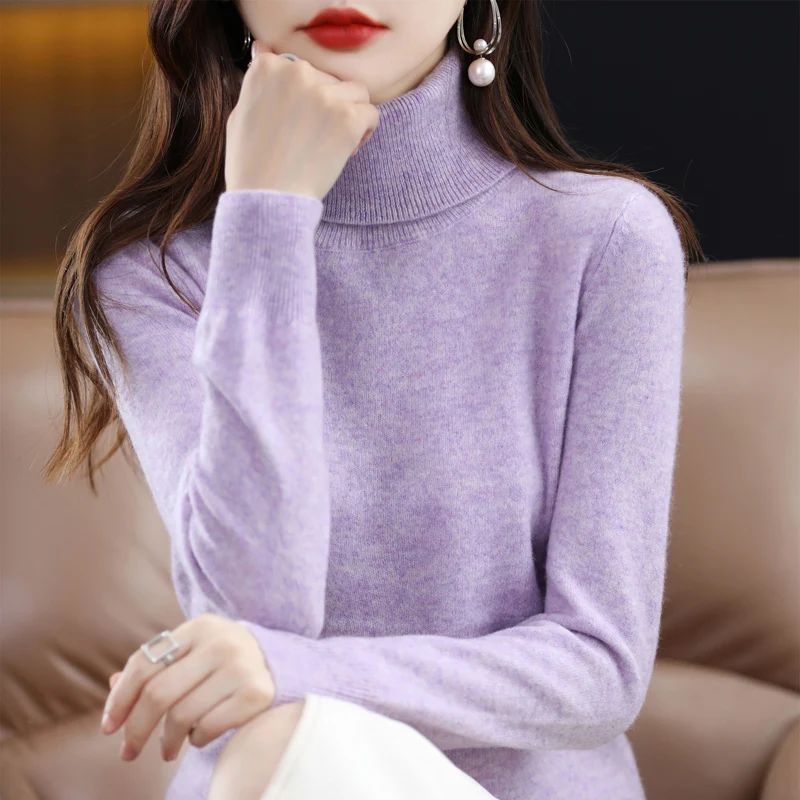 สูง-Collared Cashmere เสื้อขนสัตว์ถักผู้หญิงคอเต่า Pullover คุณภาพสูงเสื้อกันหนาวผู้หญิงฤดูหนาว Warm จัมเปอร์ S-XXL