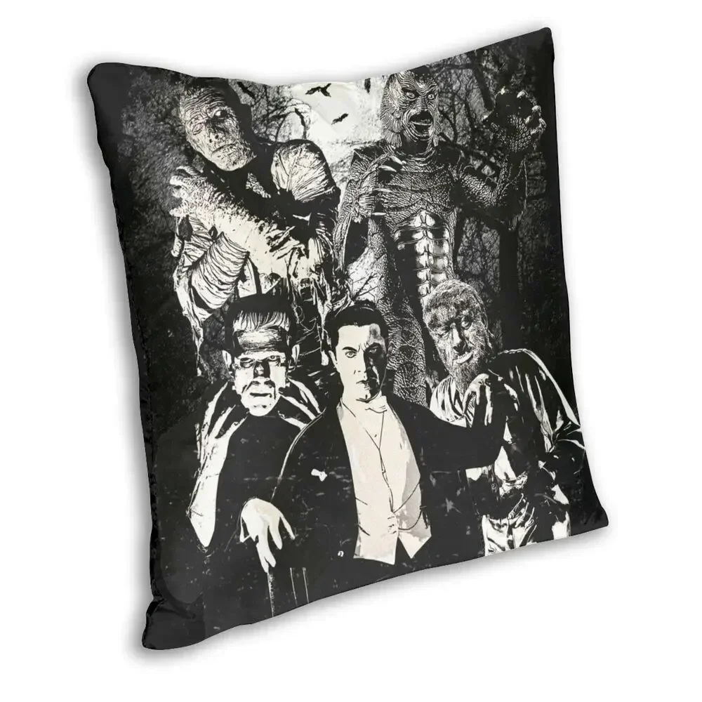 MONSTERS Dracula Pillowcase Soft Polyester Cushion Cover Decoration Spooky Wolfman Frankenstein Throw Pillow Case 45cm 18x18In